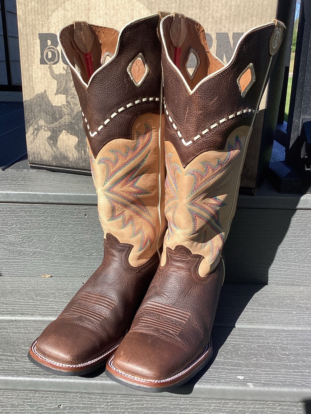 Men’s Tony Lama 12 D RR1011 Brown Square Toe & 16” Leather Upper Buckaroo Boots